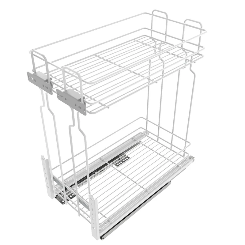 Cestello estraibilie per cucina 20cm - 2 ripiani - Bianco
