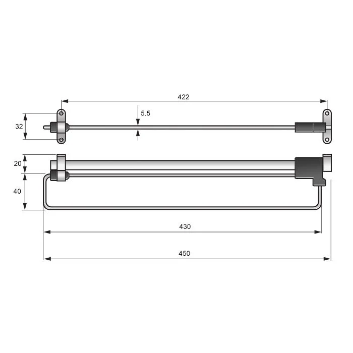 Appendiabiti Estraibile per Armadio, Lunghezza 450mm