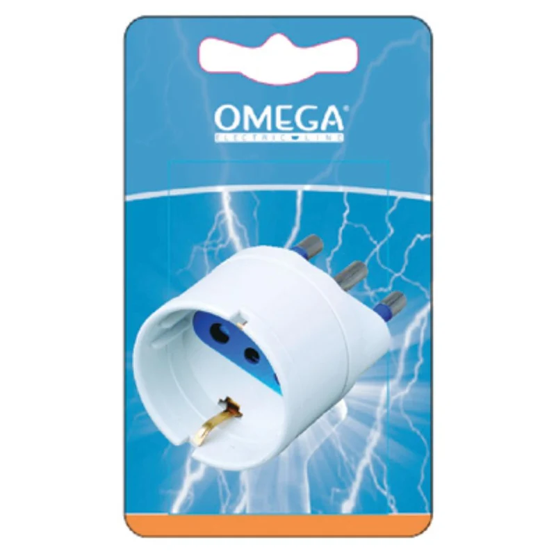 ADATTATORE SCHUKO PRESA 10A 2P+T CON SPINA 16A CON ALVEOLI