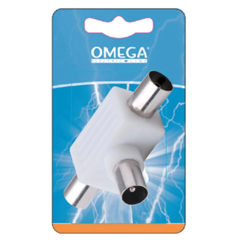 ADATTATORE TRIPLO COASSIALE PLUG 9,5MM ENTRATA MASCHIO DUE USCITE FEMMINA
