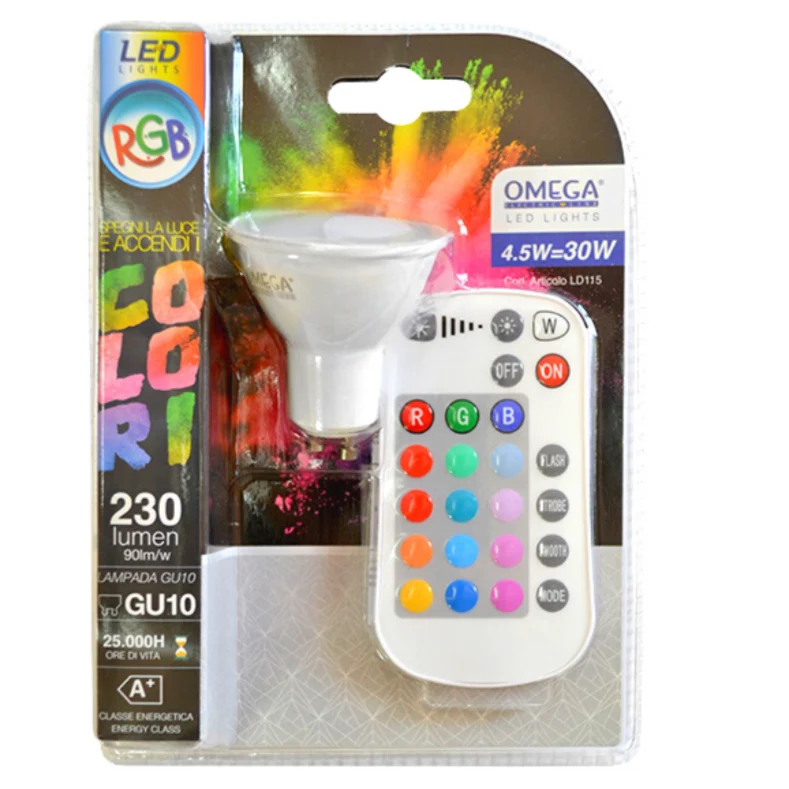 FARETTO LED GU10, RGB + Bianco INCLUSO TELECOMANDO