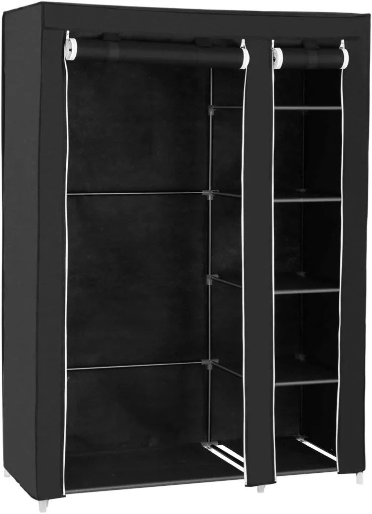 Armadio pieghevole in tela 175 cm nero 12_0000198