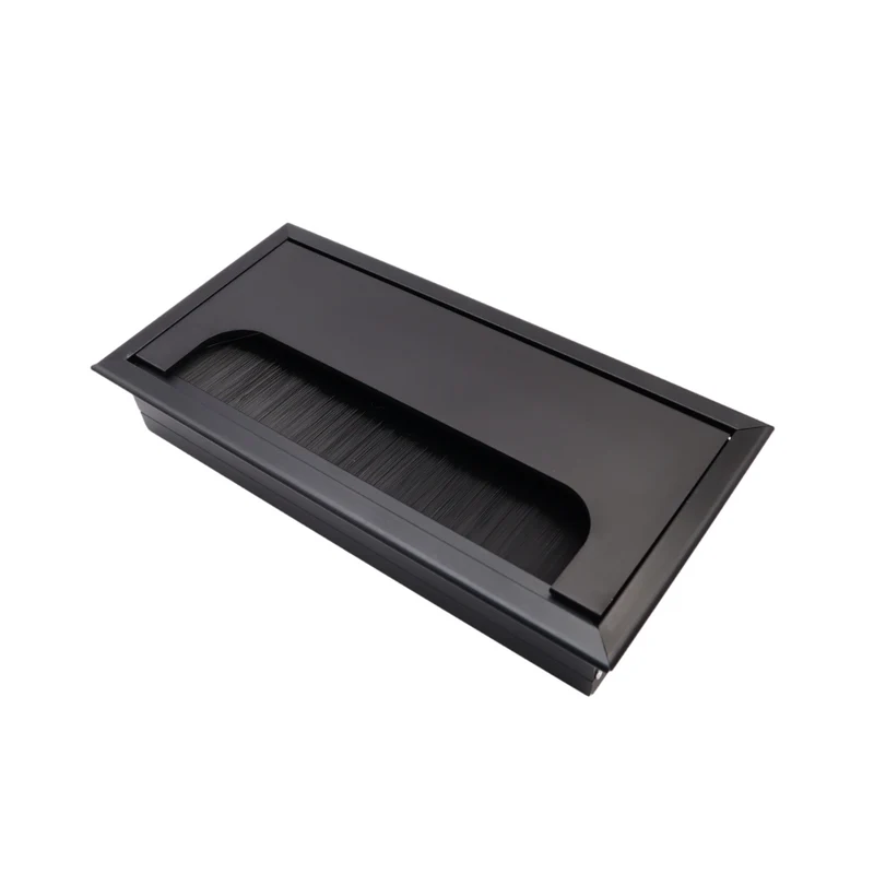 Passacavo rettangolare in alluminio 160x80mm - Nero "Wave"
