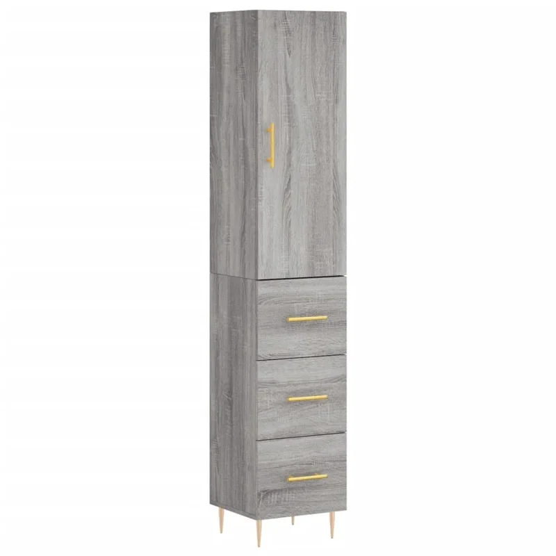 Buffet credenza cassettiera armadio mobile contenitore organizer cucina soggiorno salotto rovere Sonoma alto 34,5 x 34 x 180 cm legno ingegnerizzato grigio 02_0035303