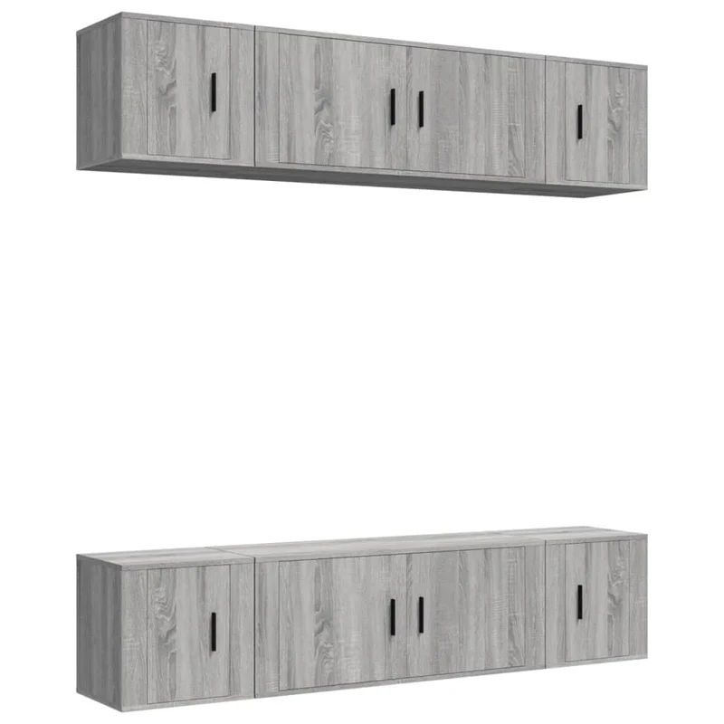 Set di mobili in legno ingegnerizzato Sonoma da 6 pezzi (mobile credenza mobile TV soggiorno camera da letto salotto) - 02_0025139