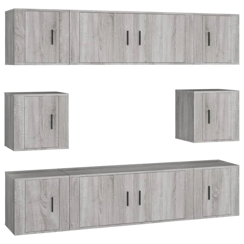 Set di mobili in legno ingegnerizzato Sonoma da 8 pezzi (mobile credenza mobile TV soggiorno camera da letto salotto) - 02_0025323