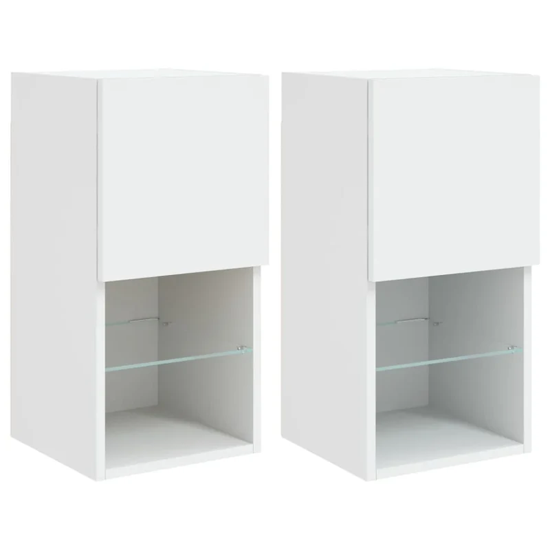 Mobile TV multimediale mensola TV credenza mobile TV per sala da pranzo soggiorno camera da letto con luci LED 2 pezzi 30,5 x 30 x 60 cm bianco 02_0028834