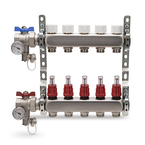 Collettore di distribuzione in acciaio inox completo aton 11 vie 1 x 3/4