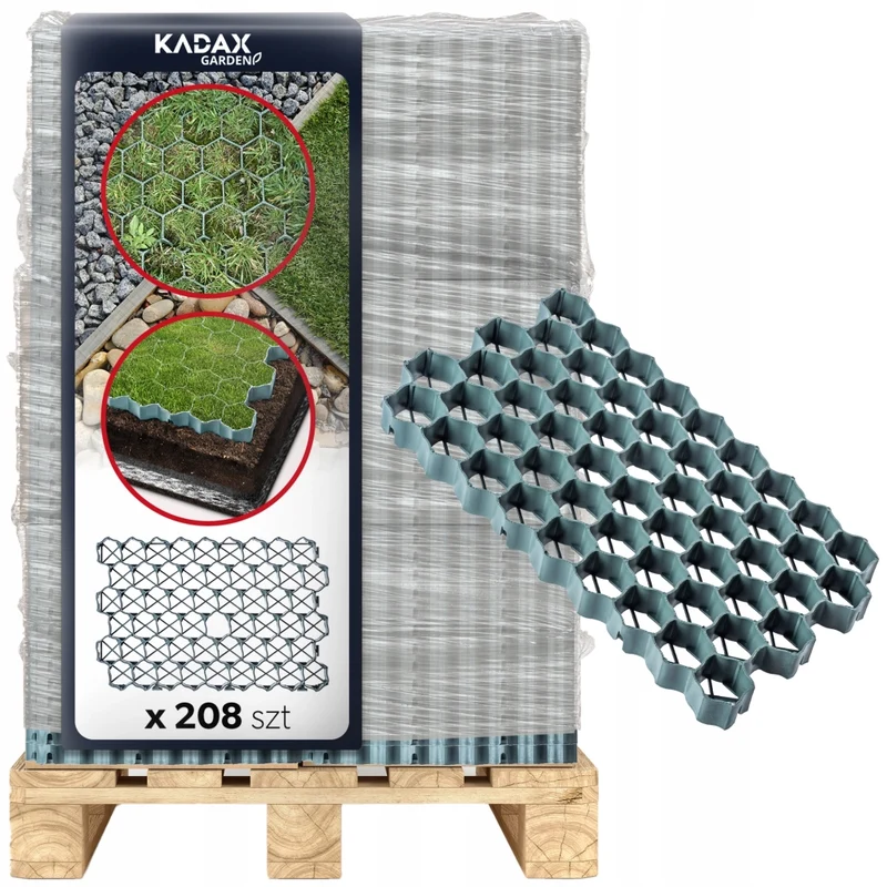 Griglia di parcheggio/giardino KADAX Geogrid 60x40x4, portata 590 tonnellate/m2 su pallet.
