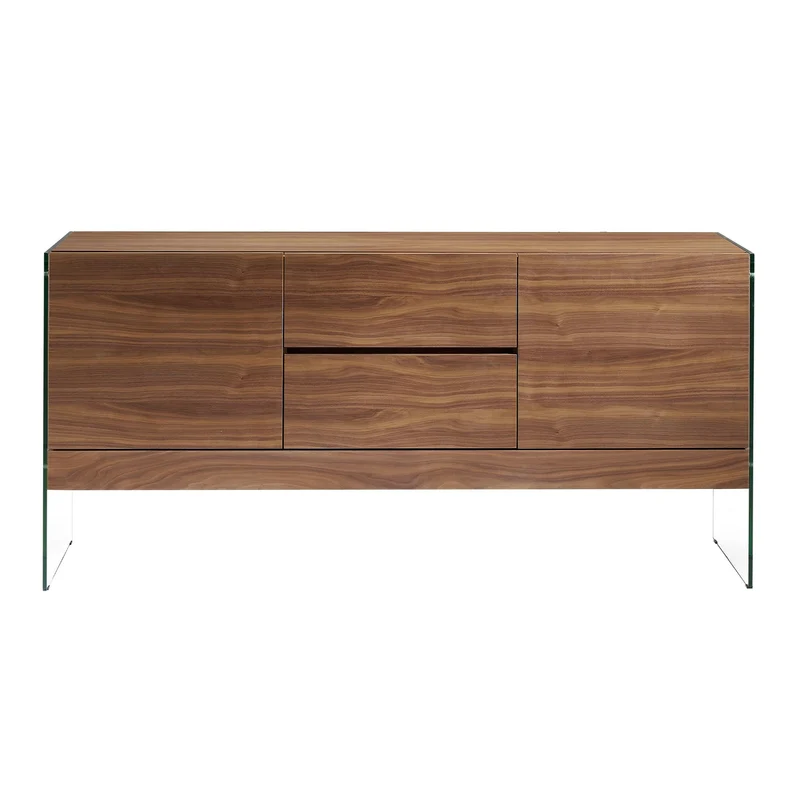 Credenza noce e vetro temperato