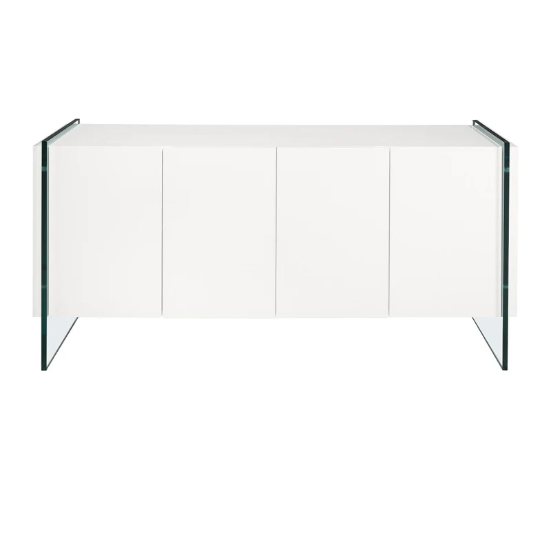 Credenza legno bianco e vetro temperato
