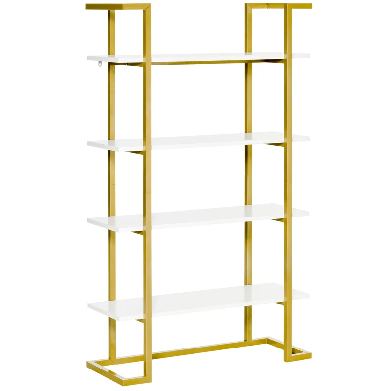 Easycomfort Mobile Libreria a 4 Livelli Rialzato e Multiuso, in MDF e Acciaio, 92x35x152cm