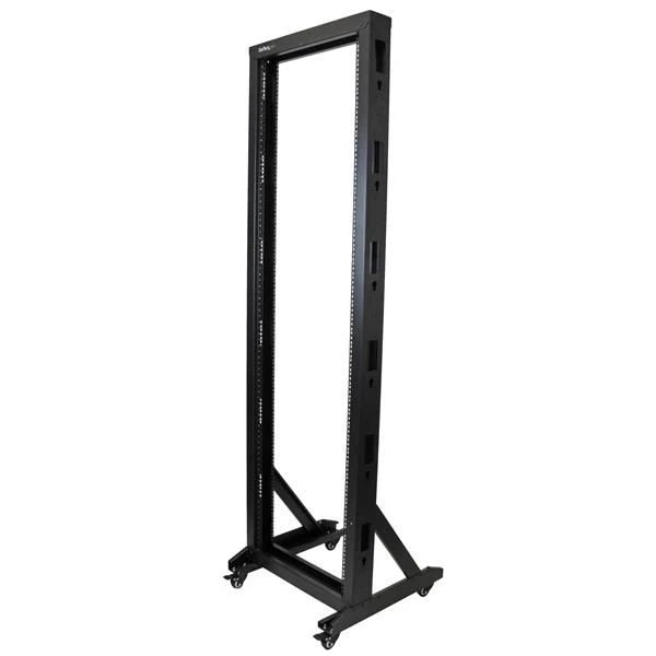 Startech.com server rack a 2 montanti 42u open frame, armadio rack di rete 19" con ruote, rack server 19 pollici a telaio aperto per apparecchiature av/dati/media/it, quadro/rack dati per spazi domestici/ufficio - 2POSTRACK42