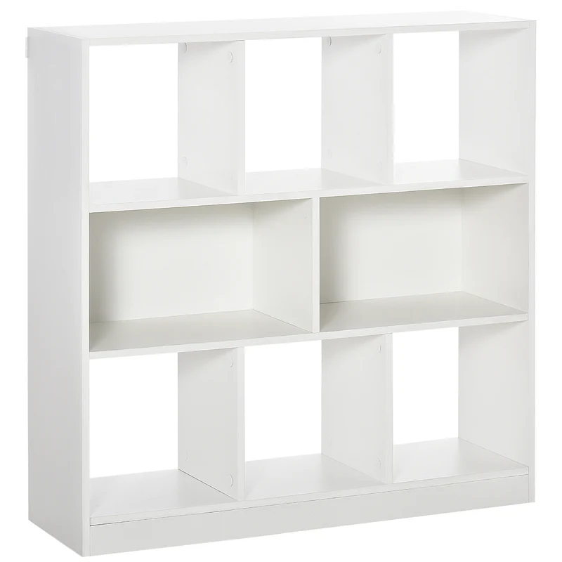 EasyComfort Mobile Libreria Portaoggetti a 3 Livelli e 8 Ripiani Totali, in MDF, 97.5x30x100 cm, Bianco