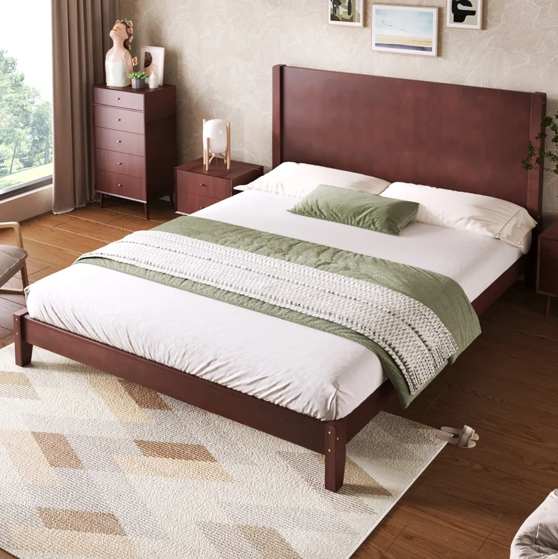 Letto matrimoniale a piattaforma 160x200 cm marrone con testiera