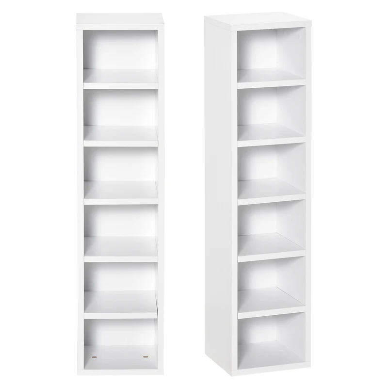 EasyComfort Libreria Scaffale porta CD set 2 Pezzi a 12 Ripiani in Legno, 21x19.2x88.3 cm, Bianco