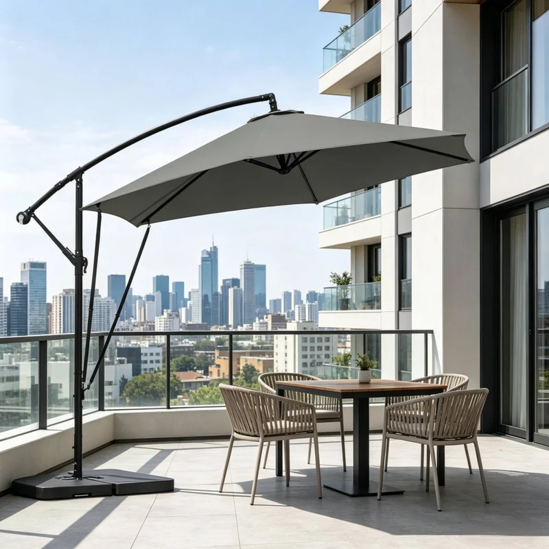 Ombrellone da giardino a sbalzo 310x310 cm grigio scuro