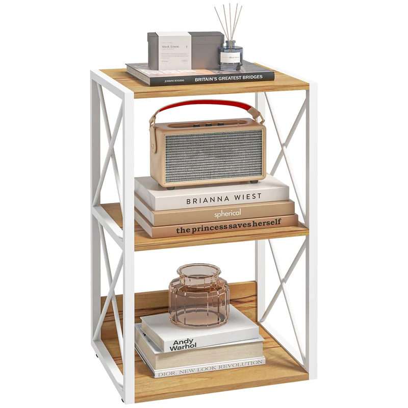 Easycomfort Mobiletto Scaffale per Soggiorno Cucina, Bagno 3 Ripiani Salvaspazio Legno 40x35x72.5cm