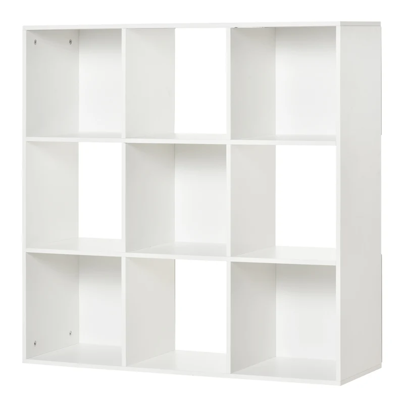 Easycomfort Libreria Bianca per Casa e Ufficio, Scaffale dal Design Moderno con 9 Scomparti in Legno, 91.5 x 29.5 x 91.5 cm
