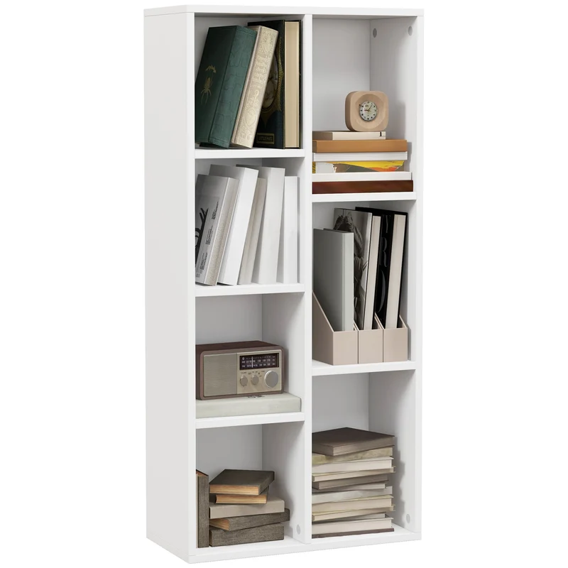EasyComfort Libreria Moderna a Cubi con 7 Ripiani, in Legno Truciolato, 50x24x106 cm, Bianca