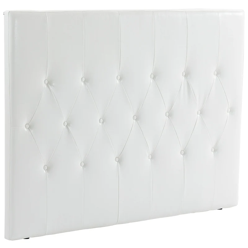 EasyComfort Testiera Letto Matrimoniale Imbottita con Design a Bottoni, in Pelle PU e MDF, 160x7x120 cm, Bianco