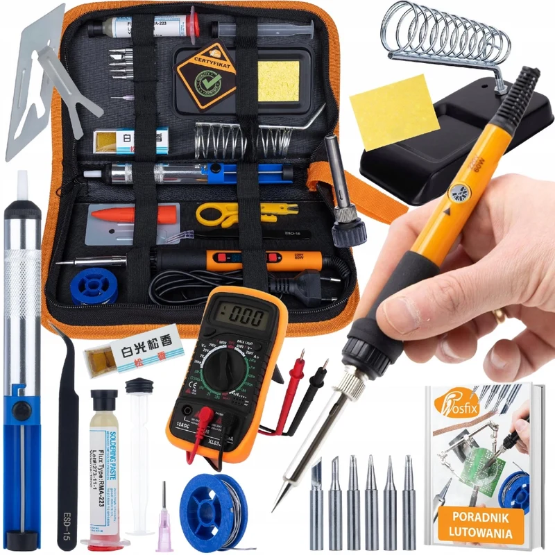 Set di Saldatura Rosfix Pitbull 60W con Multimetro XL830L – 9 in 1 | Regolazione Temperatura 200–450°C