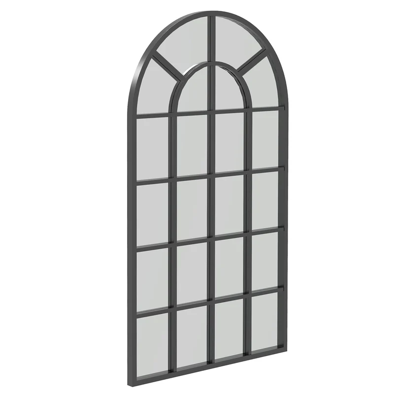 Easycomfort Specchio ad Arco per Casa e Ufficio con Montaggio a Parete, in Vetro e Metallo, 62x2.5x110 cm, Nero