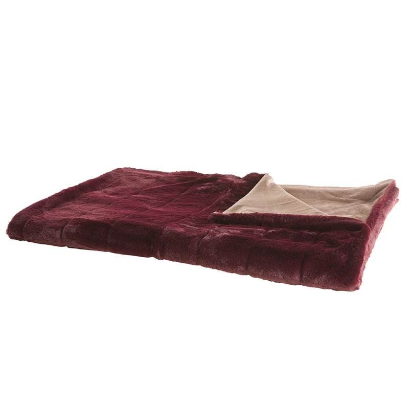 Coperta plaid in tessuto di poliestere bordeaux 150 x 200 cm design retrò soggiorno camera da letto copriletto rettangolare