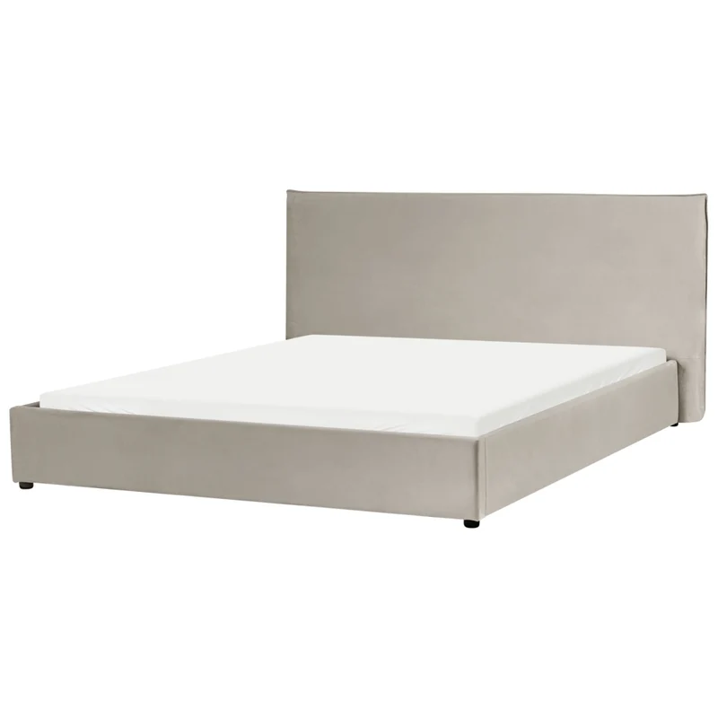 Letto con rivestimento in velluto tortora UE King Size 180x200cm Grande testata classica contenitore Doghe in legno