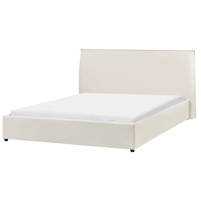 Letto matrimoniale ad acqua in velluto bianco sporco 160 x 200 cm classico minimalista
