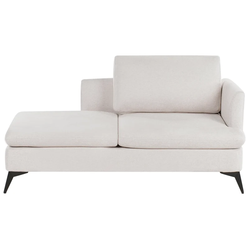 Chaise Lounge Beige Chiaro Rivestimento in tessuto poliestere lato destro con cuscino decorativo Gambe in metallo Soggiorno di design moderno