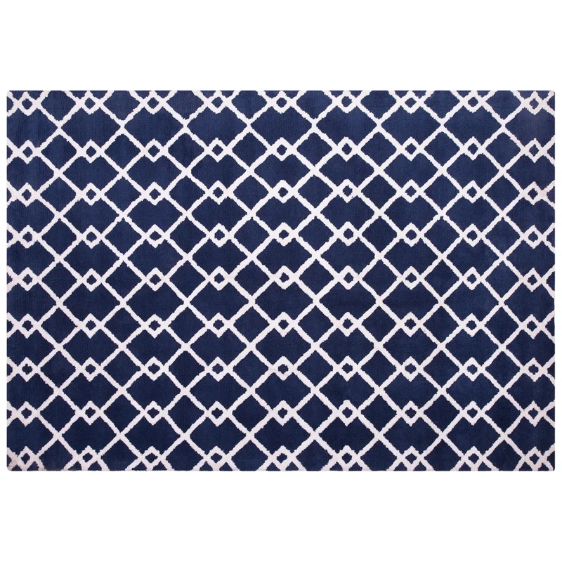 tappetino Tappeto Tessuto Blu 160 x 230 cm Geometrico Rettangolare Moderno