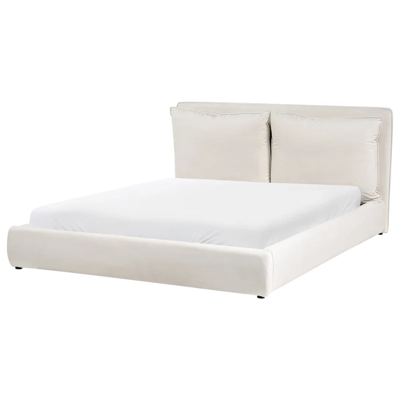 Letto matrimoniale ad acqua tessuto beige chiaro 160 x 200 cm camera da letto moderna