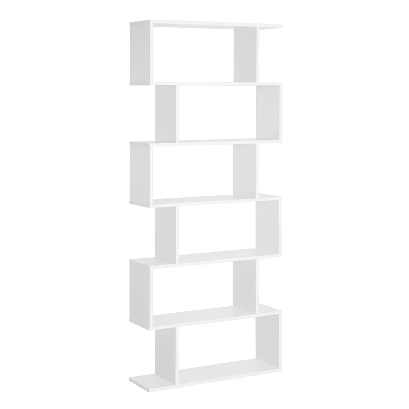 Easycomfort Scaffale Alto con 6 Ripiani, Libreria Scaffalatura in Legno Design Moderno, Bianco 80 × 23 × 192cm