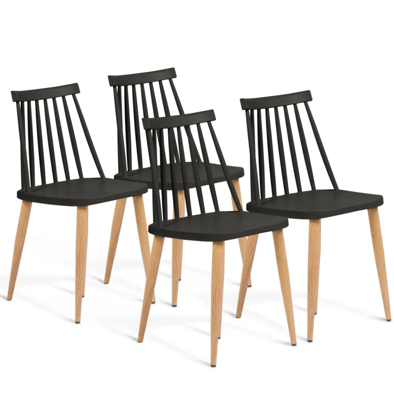 IDMarket - Set di 4 sedie da pranzo LILY nere