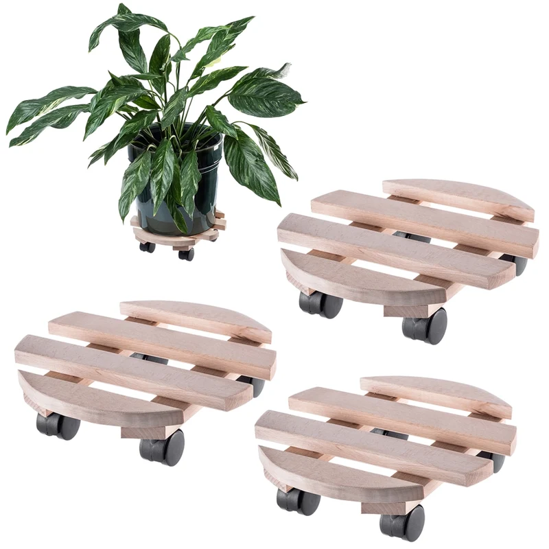 Supporto per vaso da fiori KADAX, piattaforma rotonda in legno, 30 cm