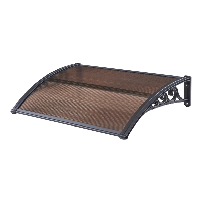 Pensilina di design per porta d'ingresso resistente alle intemperie 100 x 60 cm nero/marrone 03_0006381