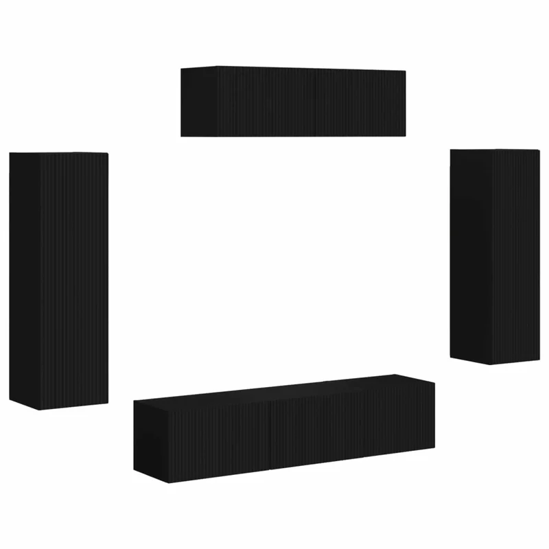 Set di 5 moderni mobili TV multiuso da parete 100 x 31 x 29,5 cm capiente contenitore MDF nero 02_0056209