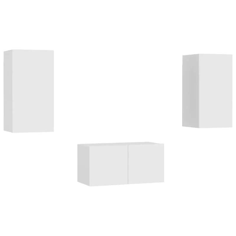 Set di mobili credenza TV soggiorno camera da letto soggiorno 3 pezzi in legno ingegnerizzato bianco 02_0024475