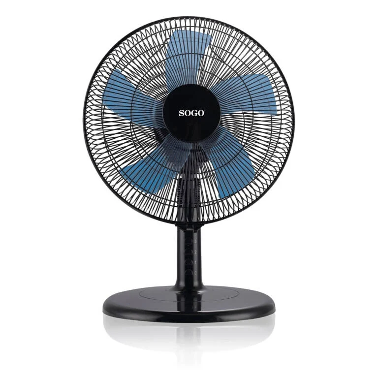 Ventilatore da tavolo 30 cm con oscillazione, 3 velocità e 5 pale silenziose 45W inclinazione regolabile - Sogo