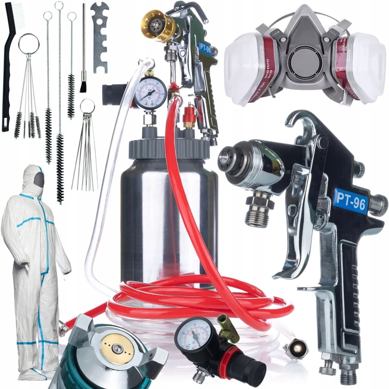 Set di Verniciatura SprayTech FullSet 2L – Pistola Pneumatica Alta Pressione con Serbatoio 2L | Maschera 6200 con Filtri