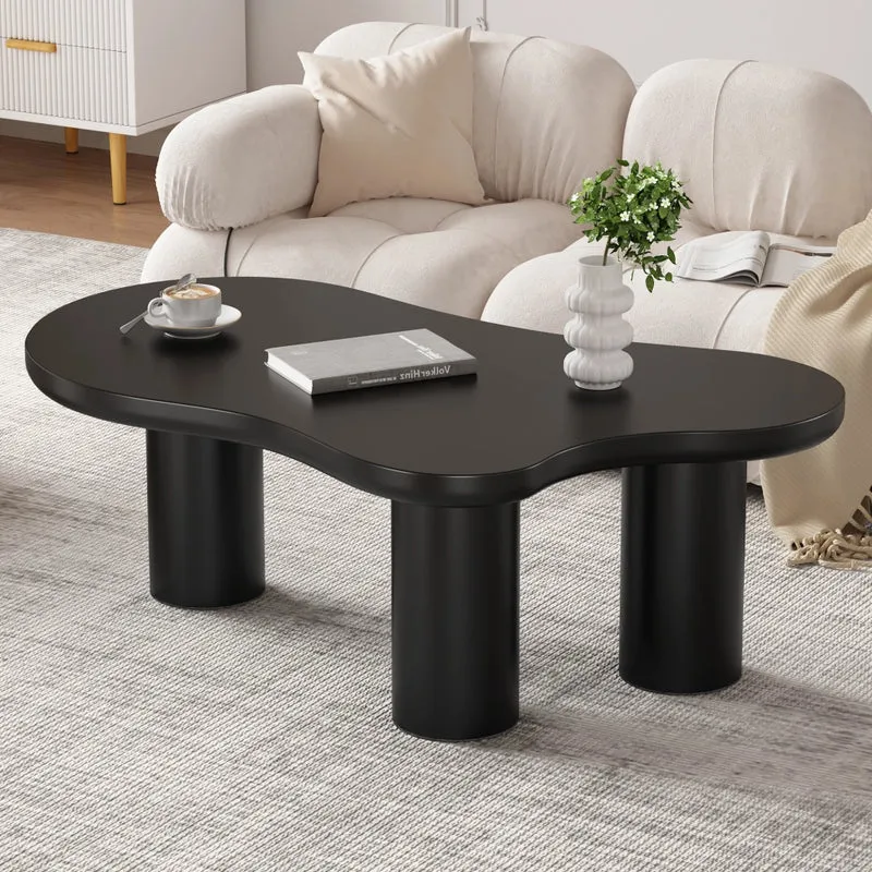 Tavolino da salotto a forma di nuvola 107 cm con gambe cilindriche; MDF e PVC; nero