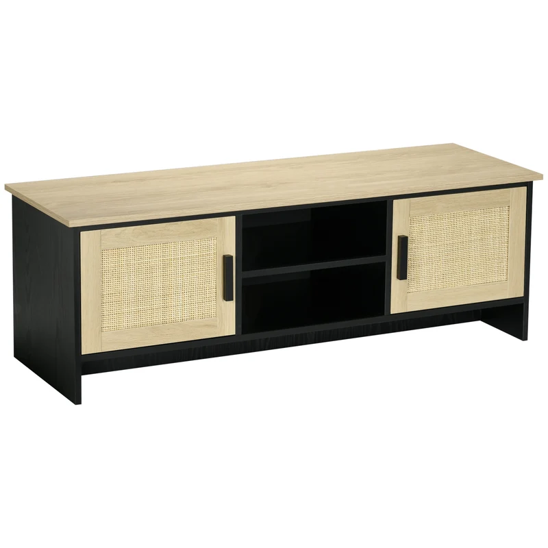 Easycomfort Mobile Porta TV fino a 60" con 2 Armadietti e Ripiani Aperti Stile Boho, 120x40x42 cm