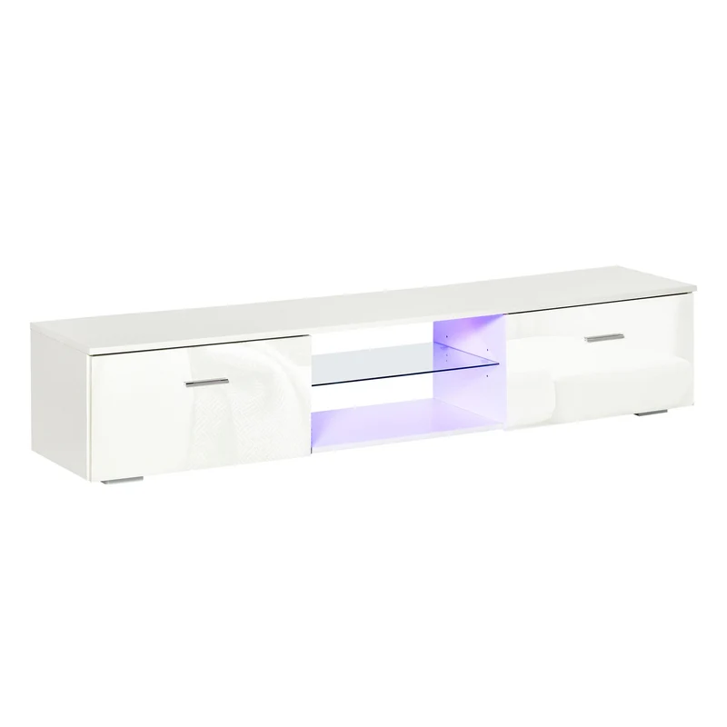 Easycomfort Mobile Porta TV con Luci LED 16 Colori per TV Fino 55", 160x35x30cm - Bianco