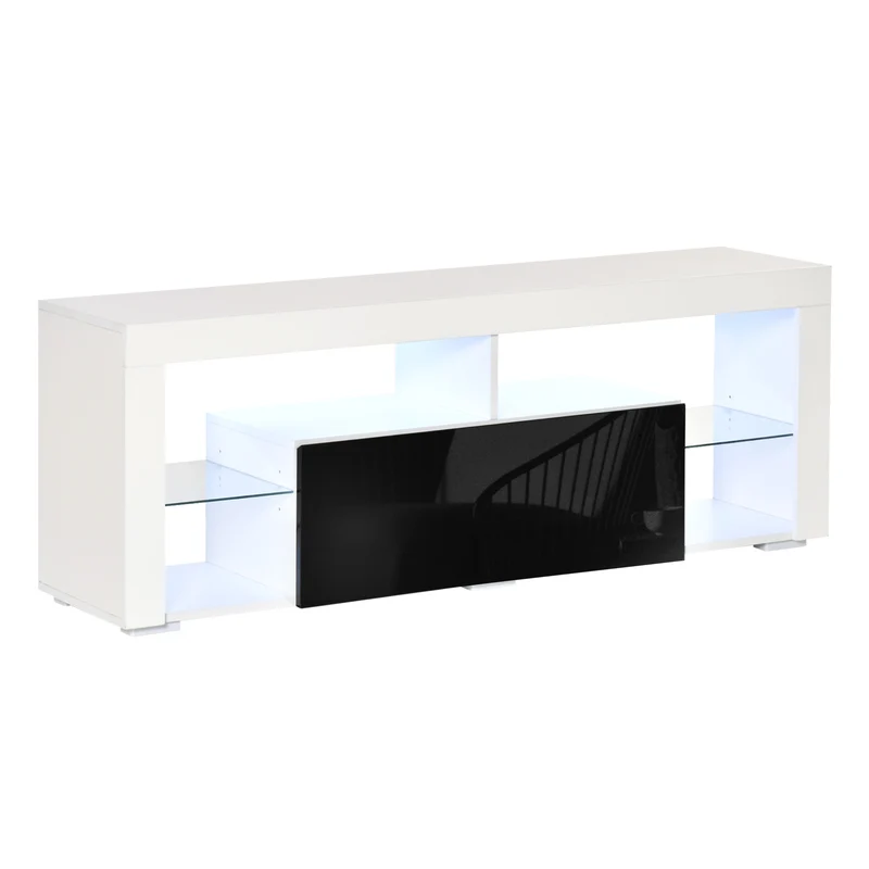 Easycomfort Mobile Porta TV con Luci a LED di 20 Colori e Telecomando per TV fino 55", 140x35x52 cm, Bianco