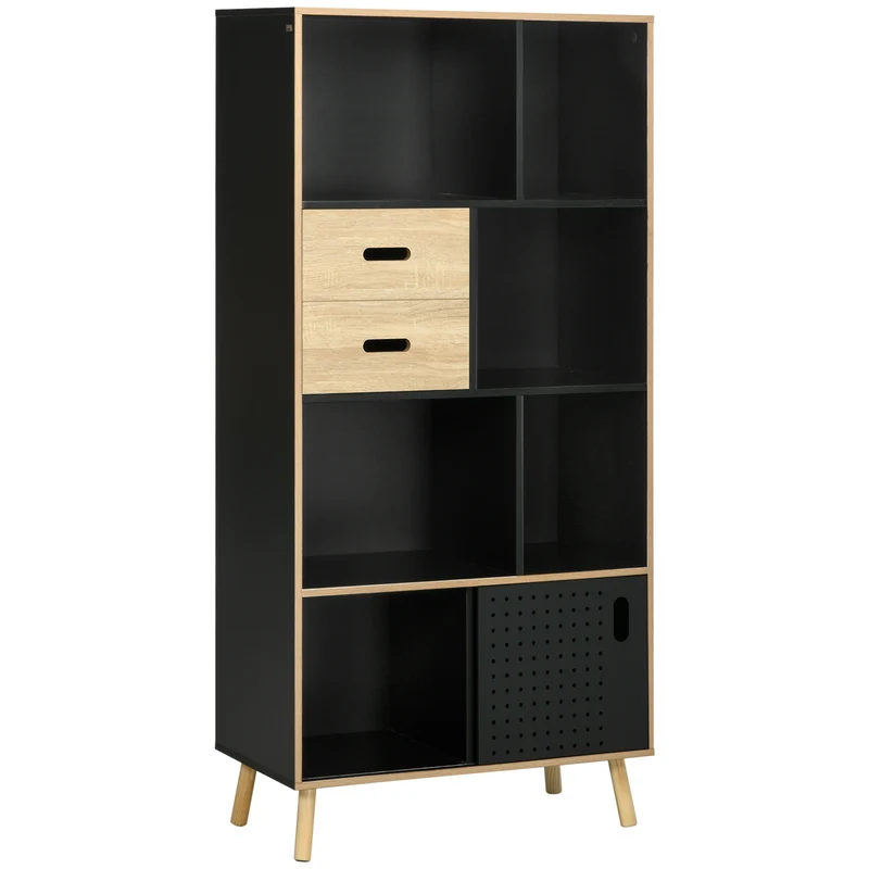 Easycomfort Mobile Libreria Moderna in MDF e Truciolato con 2 Cassetti e 7 Ripiani Aperti, 80x40x165 cm