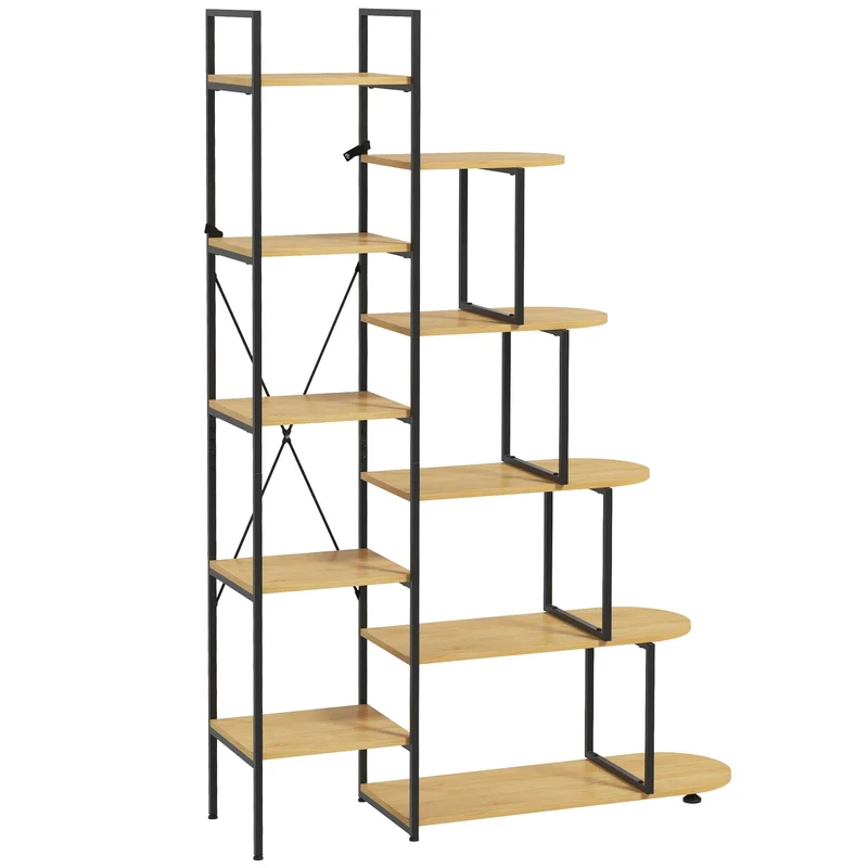 Easycomfort Scaffale Libreria a 10 Livelli, Stile Industriale in Truciolato e Acciaio, 111.5x32x170 cm