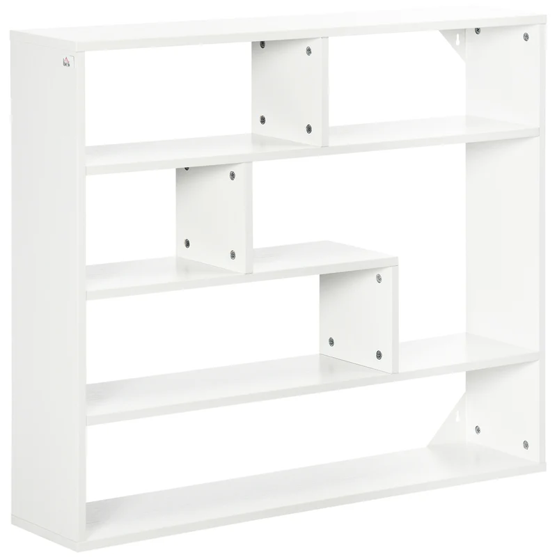Easycomfort Libreria a Muro Moderna in Legno a 4 Livelli, 94x19.5x80cm, Bianco
