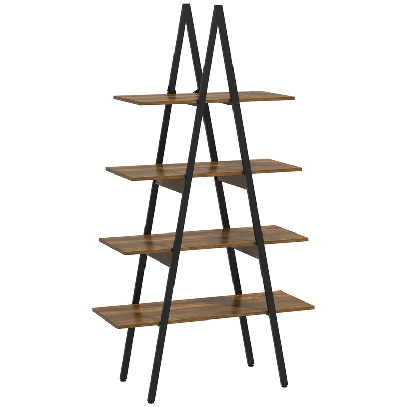 Easycomfort Scaffale Libreria 4 Livelli in Truciolato e Acciaio ad A