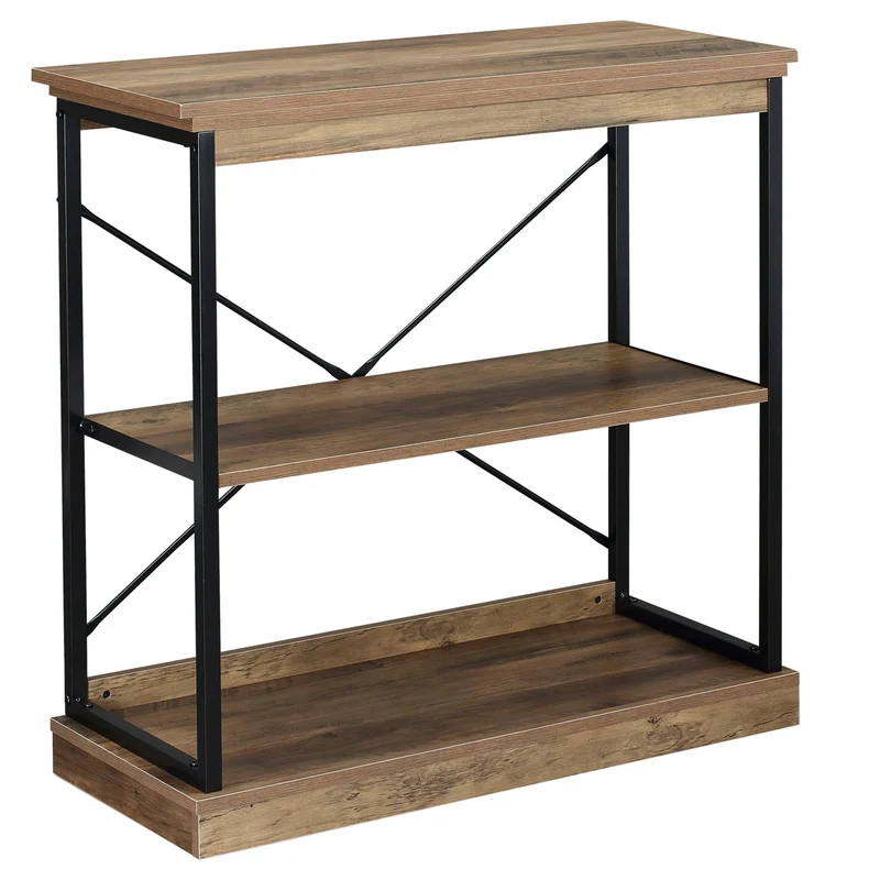 Easycomfort Scaffale Libreria in Stile Industriale, Mobile Multiuso in Legno Marrone e Metallo Nero, 80x36x81.3cm